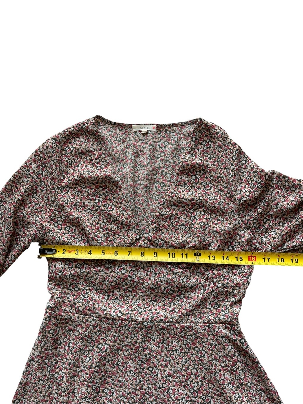 Le Lis Floral V-Neck Long Sleeve Mini Dress Fall Dress Size Large - Picture 7 of 9